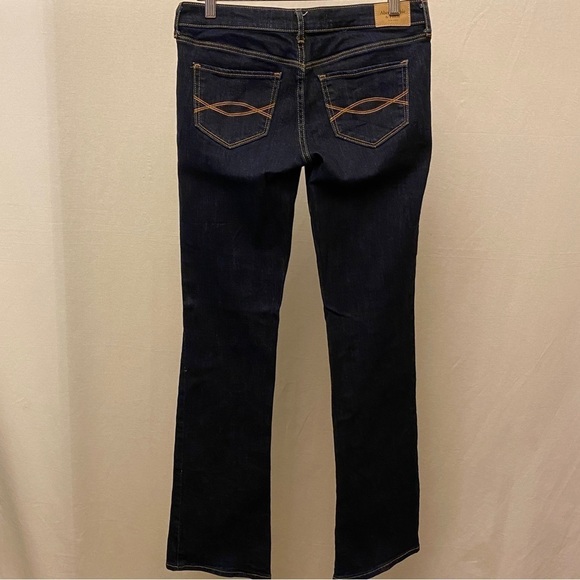 Abercrombie 4 (27) A&F Boot Cut Jeans Sexy Low Rise Dark Indigo Womens Stretch - Picture 11 of 16